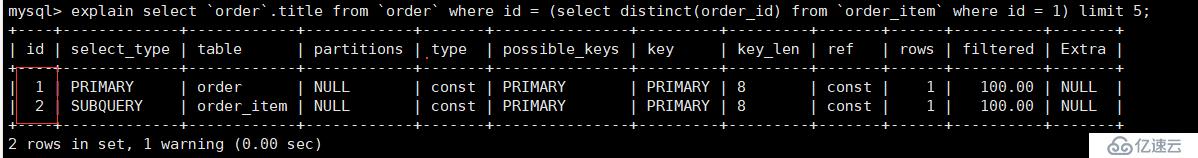 mysql执行计划定义及解读