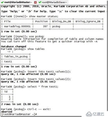 mariadb 主从服务器实验热备1