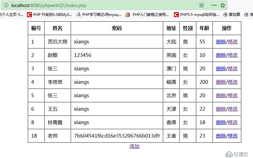 PHP、MYSQLI实现简单的增、删、改、查功能（初学者）