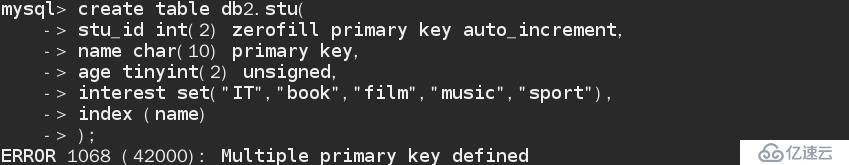 MySQL中出现Multiple primary key defined报错提示之解决办法