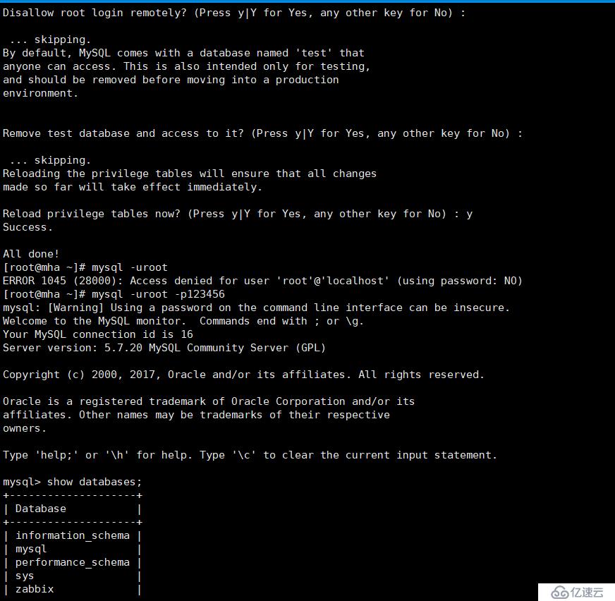 MySQL5.7改密码无password字段并存在1820的报错,并部署zabbix和监控mysql