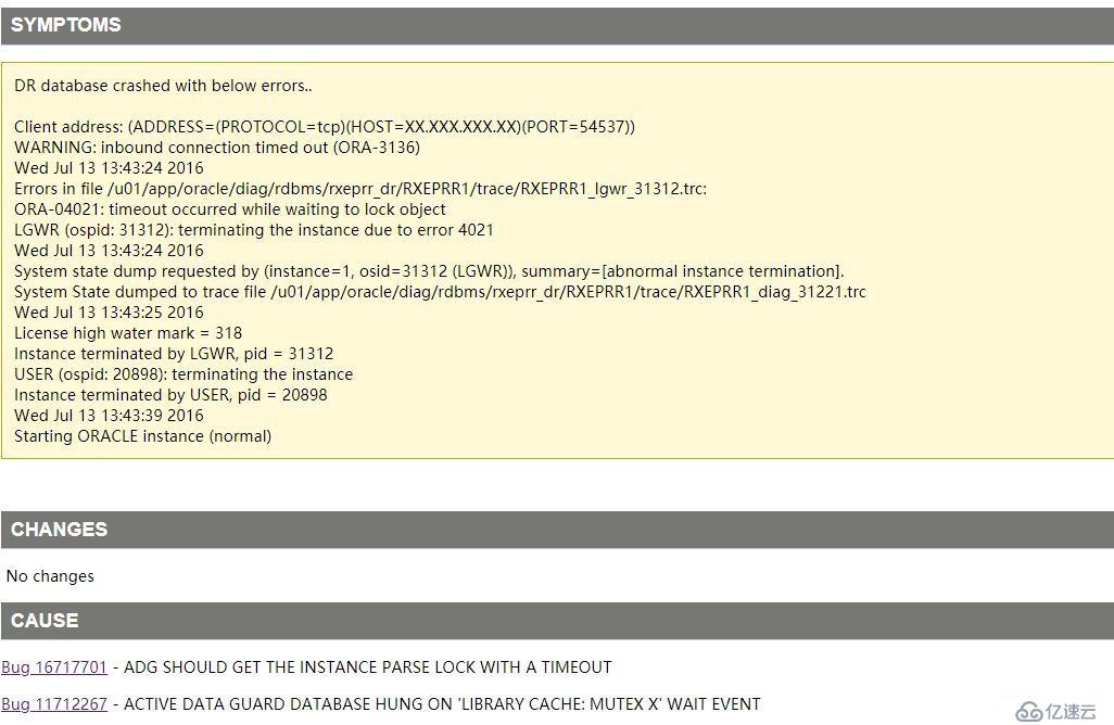 ADG terminated by LGWR, terminating the instance