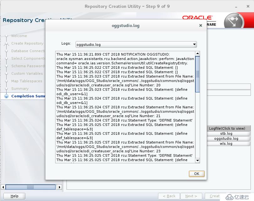 Oracle GoldenGate Studio 12.2.1.3安装-- RCU配置