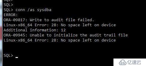 ORA-09817: Write to audit file failed 報錯解決辦法