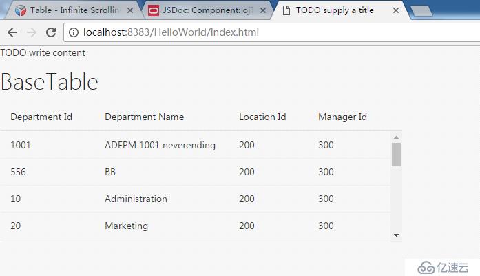 ORACLE JET Basic Table Infinite Scrolling