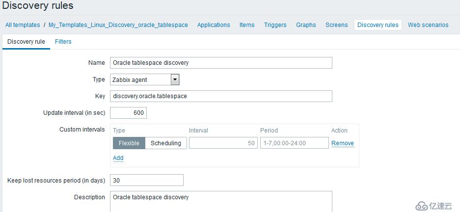Zabbix自动发现oracle表空间并监控其使用率 关系型数据库 亿速云