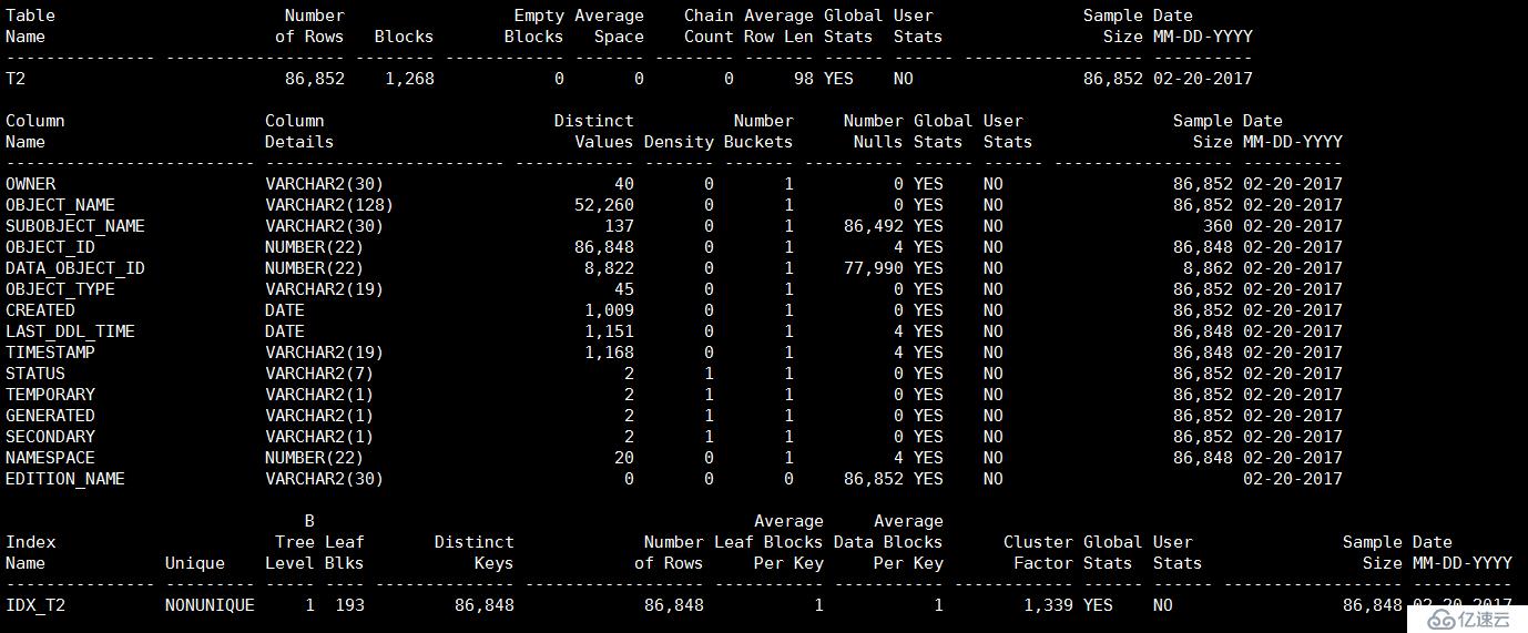 Oracle里收集与查看统计信息的方法