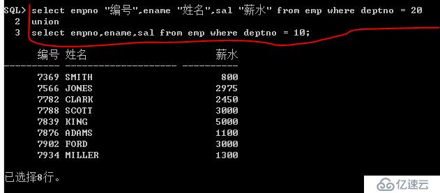 Oracle中集合查询的示例分析