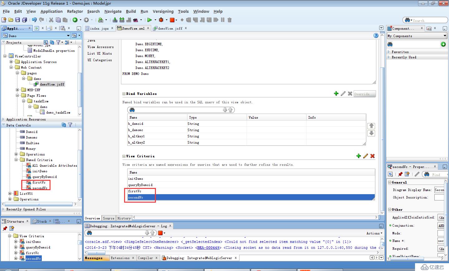 ORACLE ADF11g：VO代码改变ViewCriteria