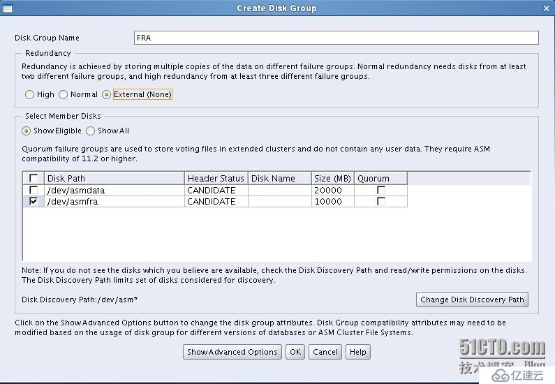 Installation Oracle11gR2 RAC One Node ----创建ASM磁盘组