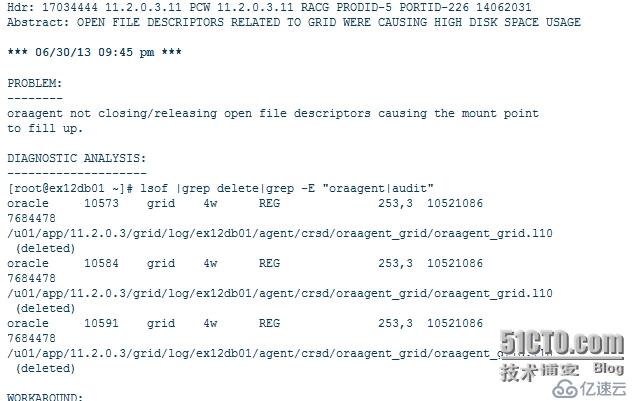 crs自动清除日志的时候没有释放文件，bug17034444 的解决办法