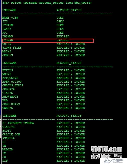 oracle em登陸不了，賬戶密碼過期