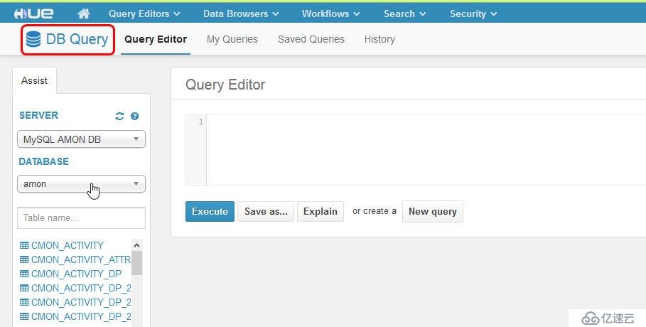 Enable DB Query in HUE web UI