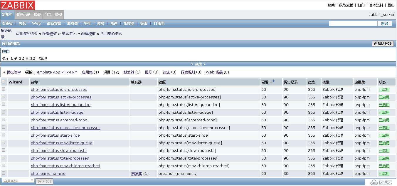 php-fpm 服务纳入zabbix监控