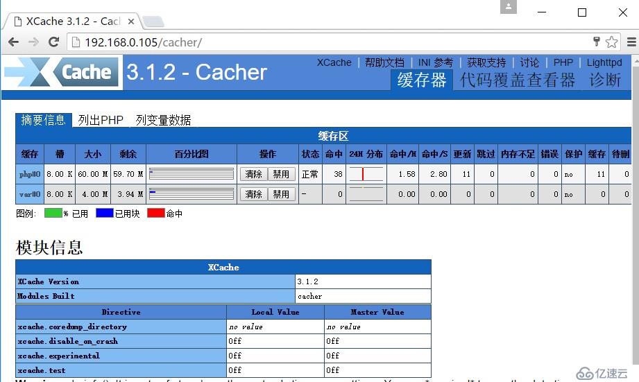 六、安装xcache3.1.2，为php加速