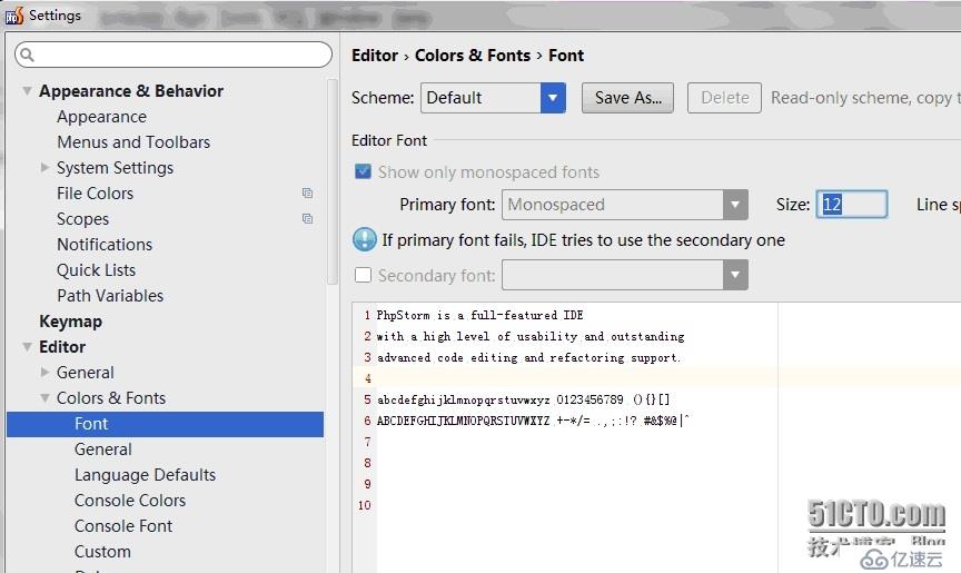 PhpStorm_10.0.1 端口、编码、字体、路径设置