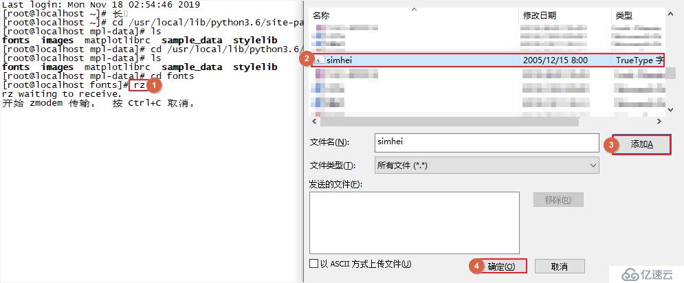 VMware中Centos7 Python3运行matplotlibrc模块，无法显示中文解决办法