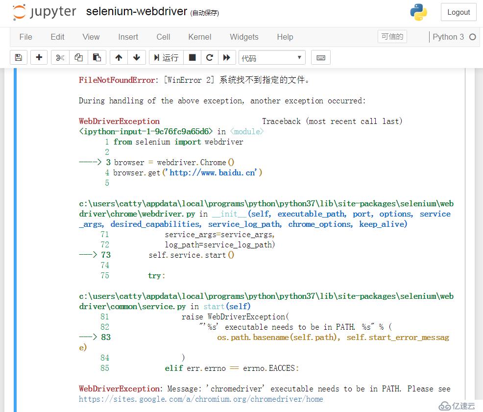 使用Selenium模块报错的解决办法FileNotFound,WebDriverException
