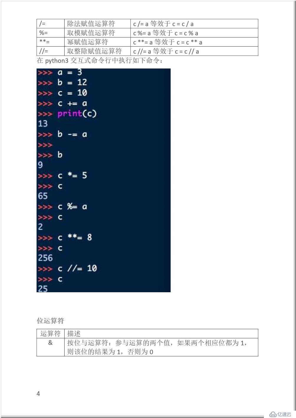 Python运算符(Python学习笔记03）