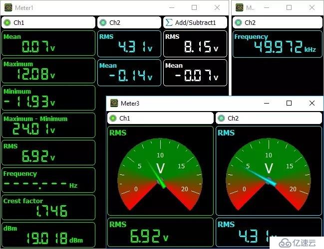 HS4、HS6 USB示波器，USB虚拟示波器，多通道数据分析软件功能图解