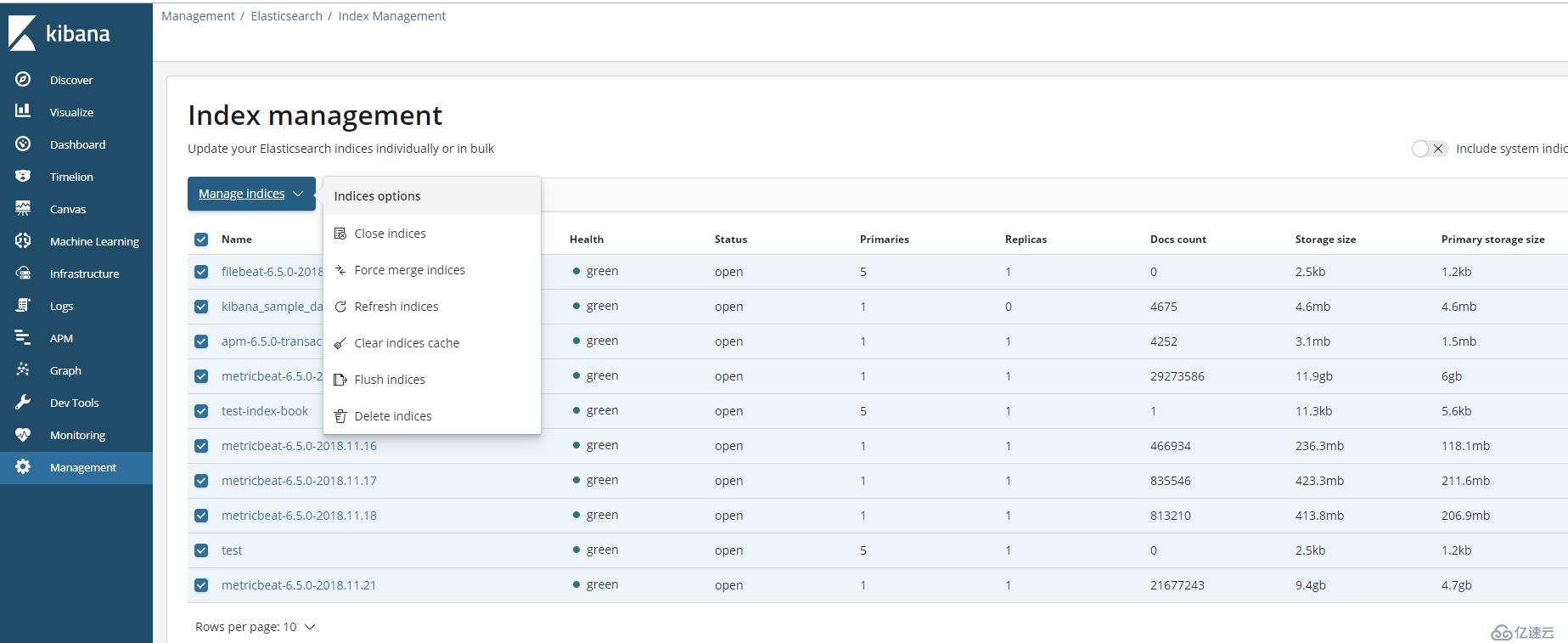 elasticsearch6.5.0安装搭建以及kibana，cerebro，head，beat