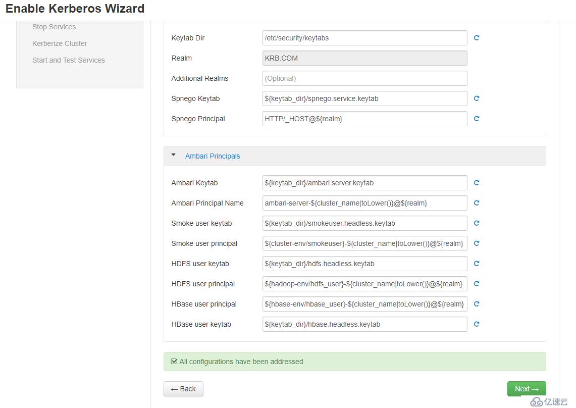 在Ambari上添加Kerberos