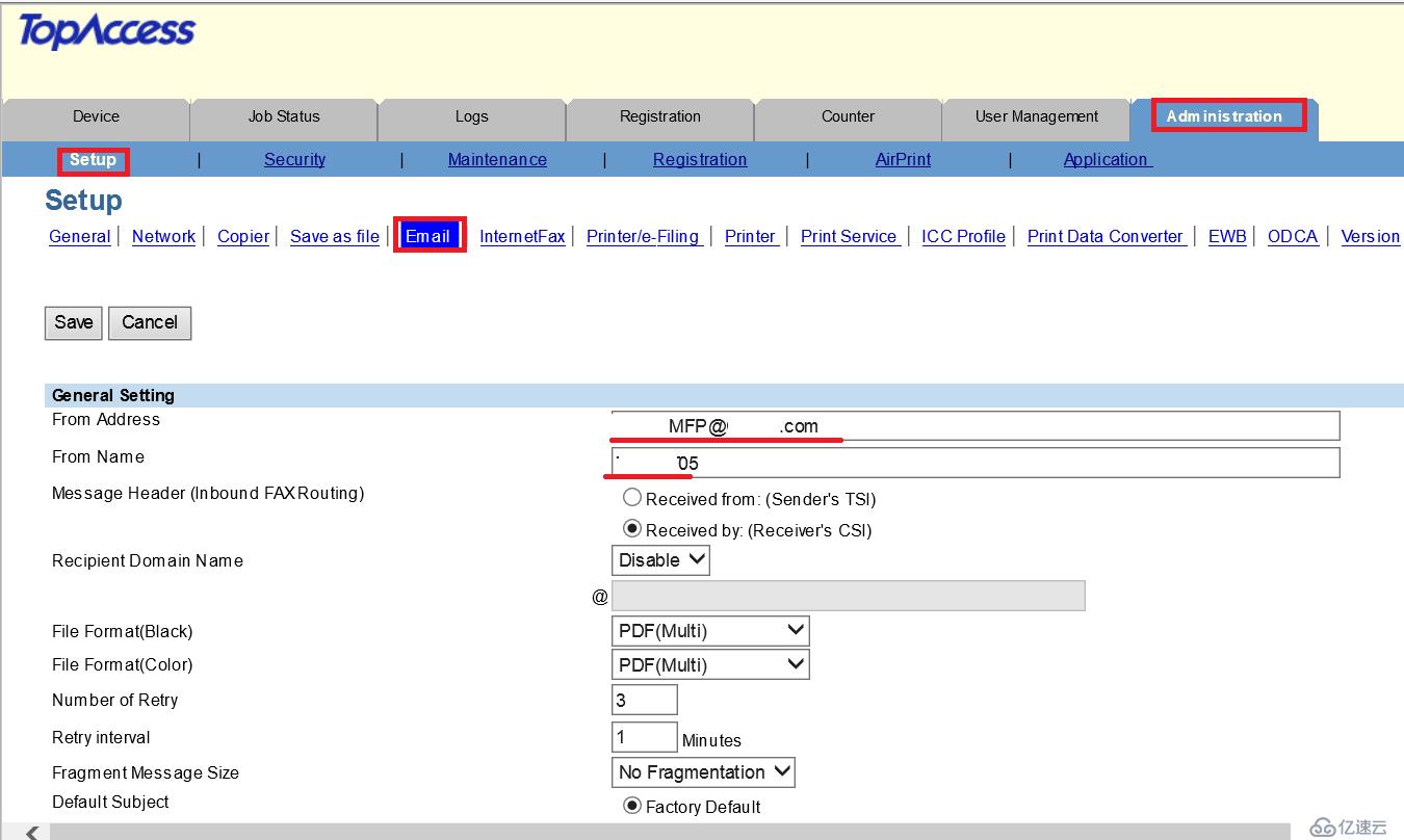 如何在MFP上使用Office365邮箱账号配置扫描到邮箱之TOSHIBA e-STUDIO2500