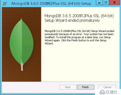 MongoDB 在win 2012系统安装报错