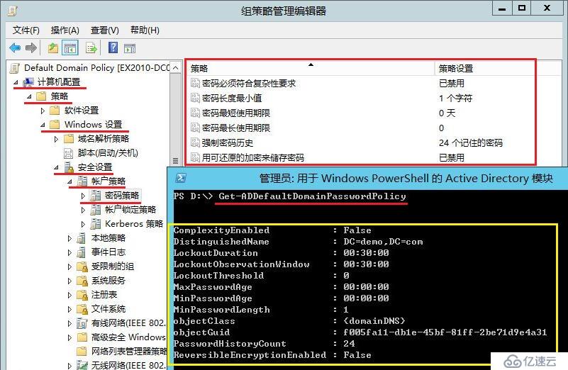 AD－查看密码策略Get-ADDefaultDomainPasswordPolicy