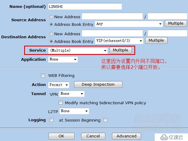 Juniper防火墻映射內(nèi)外網(wǎng)不同端口