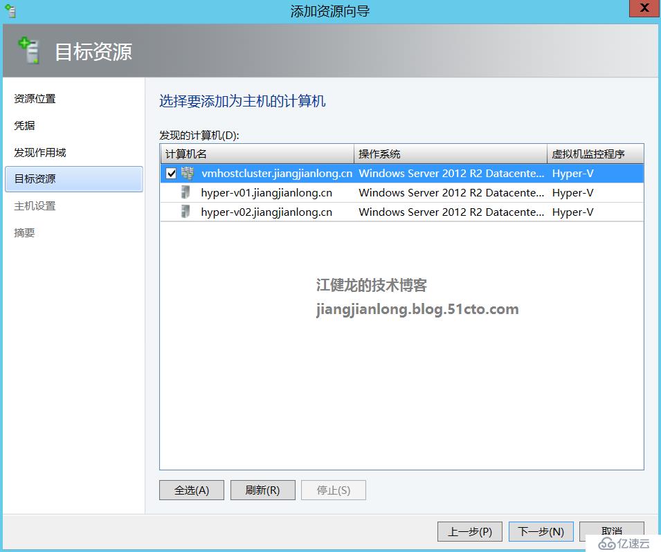 如何使用SCVMM 2012 R2管理Hyper-v群集