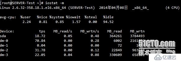 Linux 下使用iostat命令生成CPU和I/O的统计报告 