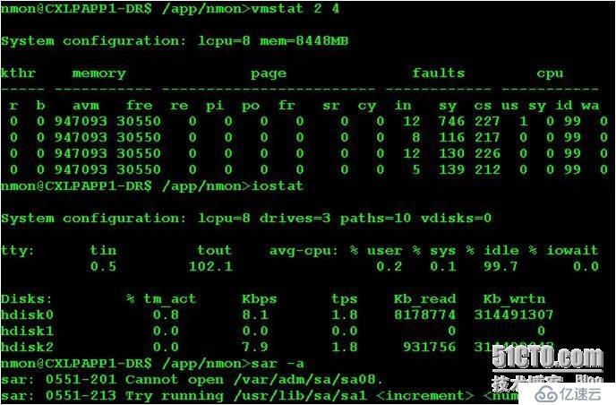 性能测试常用的监控指令 topas vmstat iostat