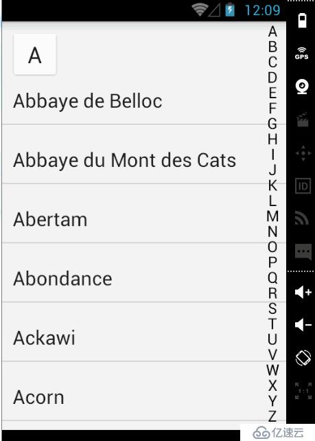 ListView的側邊字母滑動索引怎么實現