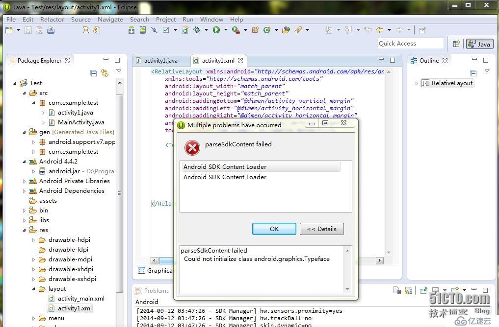 打开Android开发软件eclipse时出现parseSdkContent failed
