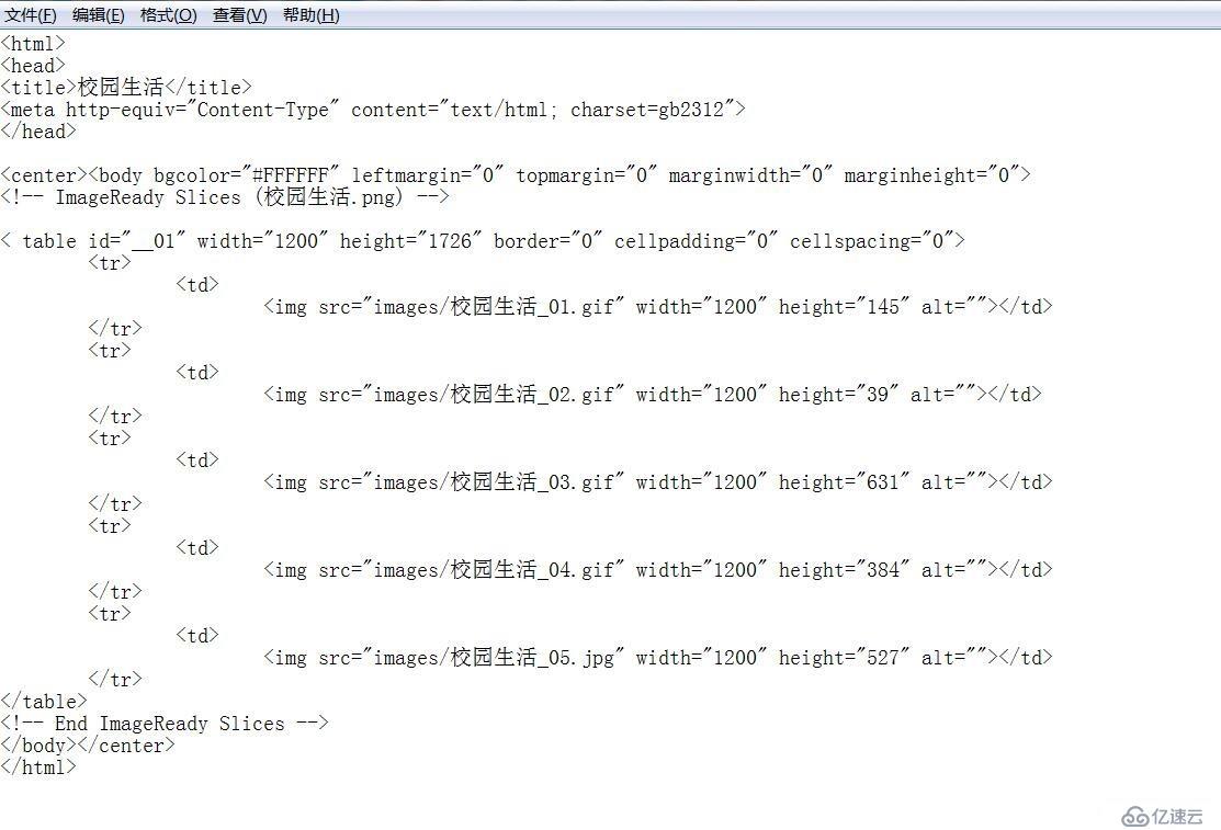 ps切图保存的网页让它居中