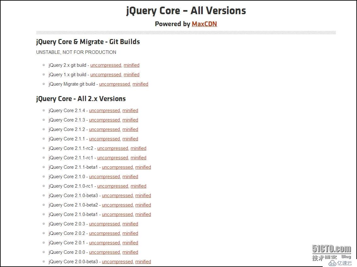 jQuery 各个版本下载