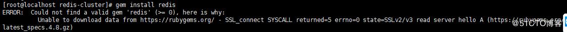 redis服务器报错：Could not find a valid gem 'redis' (= 0)