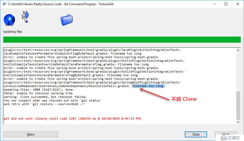 Git Clone 的时候遇到 Filename too long 错误