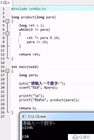 [第12篇][代碼][獲取一個數(shù)字各位數(shù)的乘積]