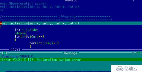 关于用turbo c 编译出现的 Declaration syntax error 错误 （未解决）