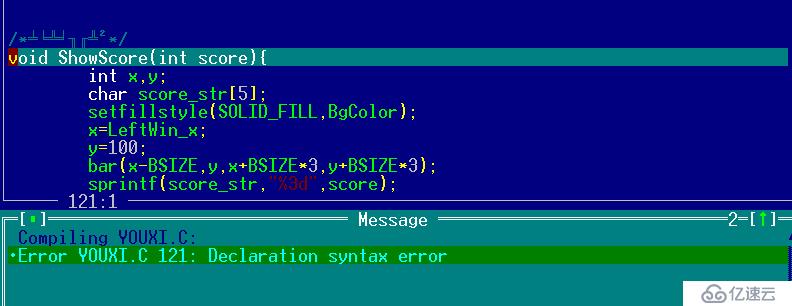 关于用turbo c 编译出现的 Declaration syntax error 错误 （未解决）