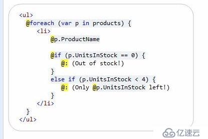 ASP.NET MVC 3: Razor的@:和语法