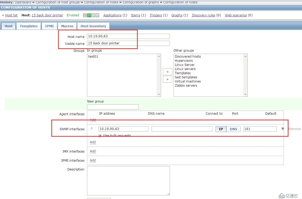 zabbix 监控打印机