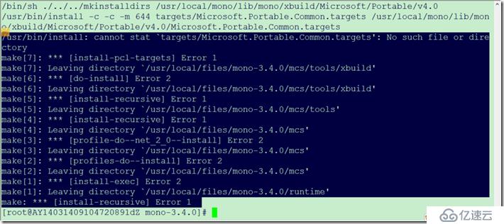 mono-3.4.0 源码安装时出现的问题 [do-install] Error 2 [install-pcl-targets] Er