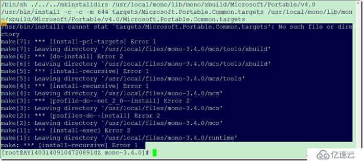 mono-3.4.0 源碼安裝時出現(xiàn)的問題 [do-install] Error 2 [install-pcl-targets] Er
