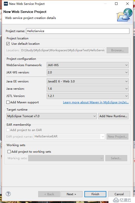 MyEclipse中创建Web Service项目