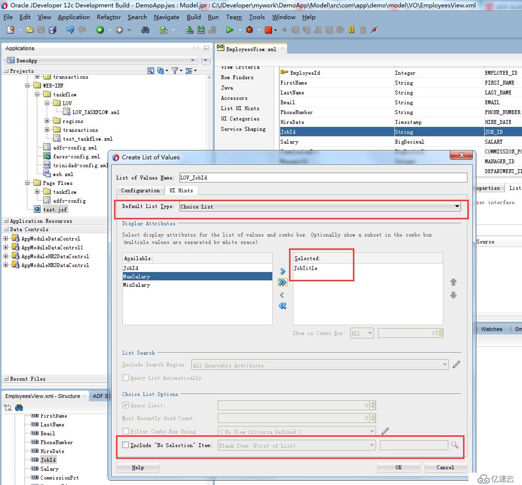 ADF12C VO字段LOV selectOneChoice,inputComboboxListOfValues,inputListOfValues