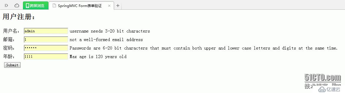 SpringMVC使用Hibernate Validator驗(yàn)證用戶輸入