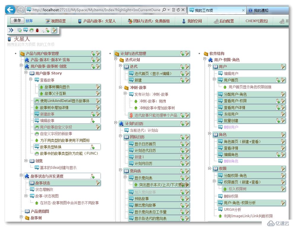 敏捷开发免费管理工具——火星人预览之四：故事板，燃尽图，我的工作项 